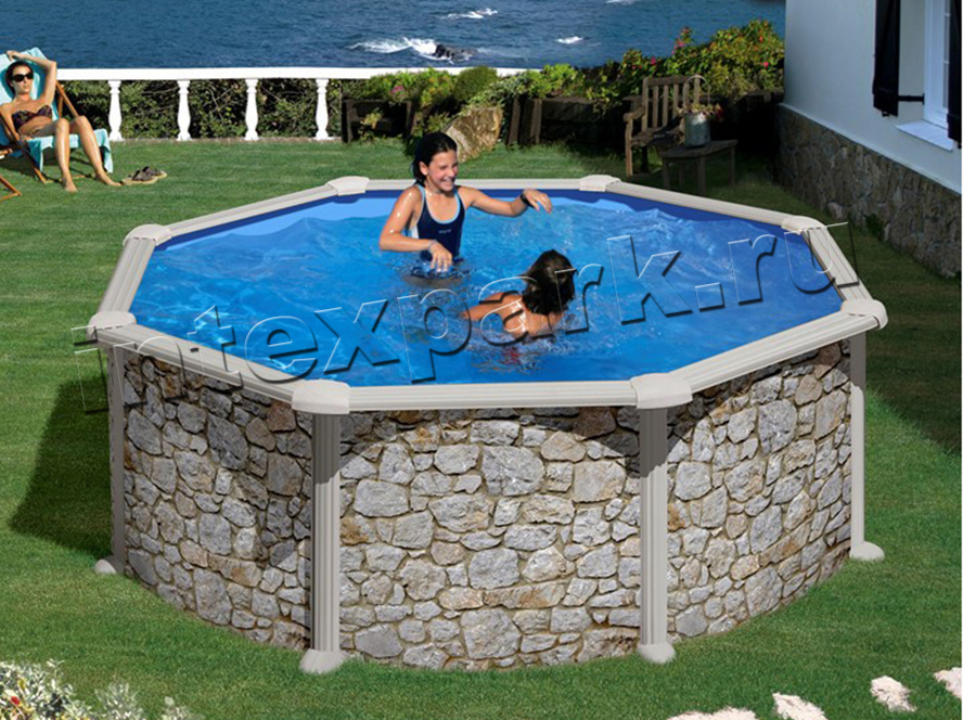 Бассейн сборный GRE Dream Pool 350х132 см с отделкой под камень 